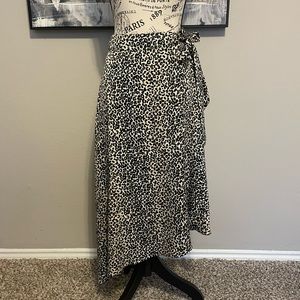 Nine West Cheetah Print Midi Skirt